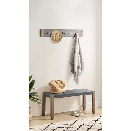 Alaterre Furniture Newport 40" Coat Hook and Faux Concrete Bench Set ANNP032471